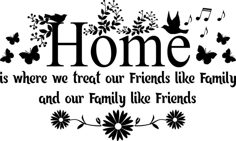Home Friends and Family Wall Art Sticker - Black