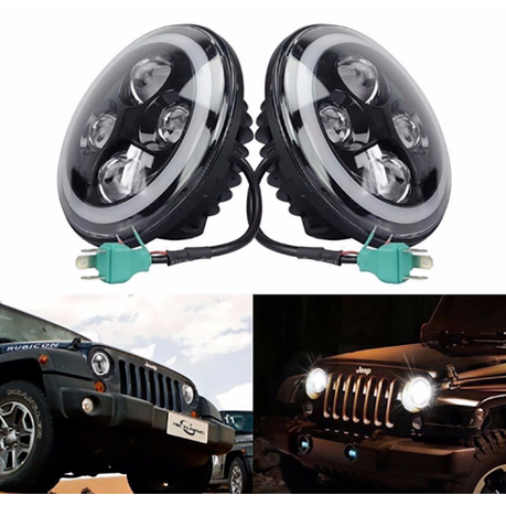 7'' Round Black LED Headlight for Jeep for 2 | Buy Online in South Africa |  