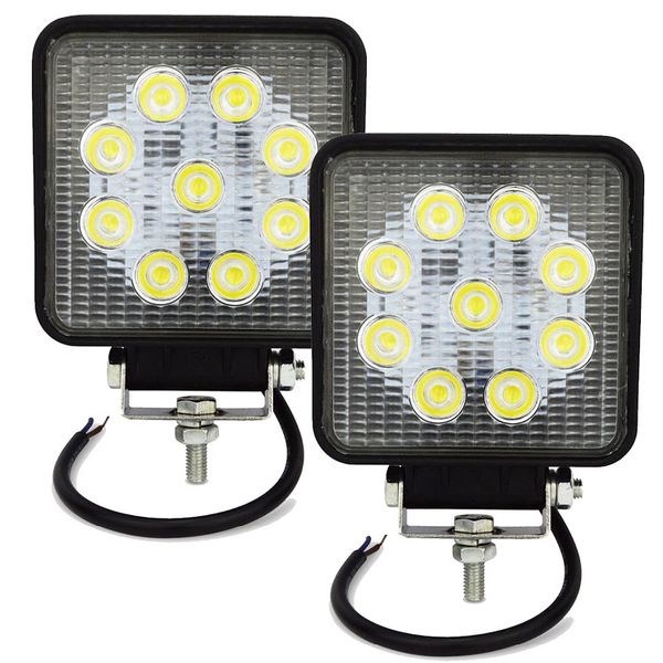 4" Square Led Work Light Bar 27w Driving Pods Flood Beam Work Lamp for 2