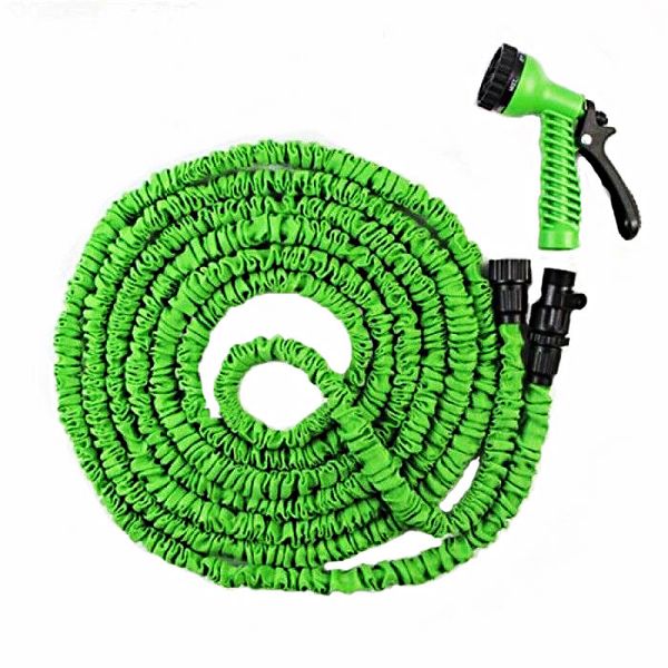 Garden Expandable Hose Pipe with Nozzle - 30 Meters - Green