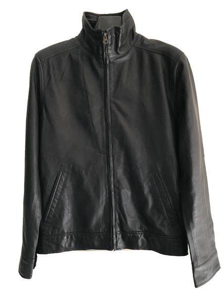 Gent's Genuine Leather Biker Jacket M06 - Black