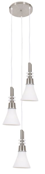 Satin Chrome Pendant with White Glass on Round Ceiling Plate