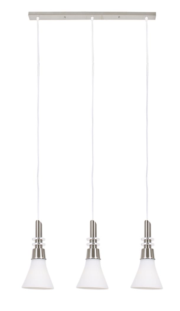 Satin Chrome Pendant with White Glass on Straight Ceiling Bar | Shop ...