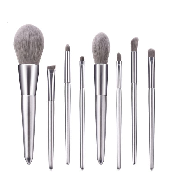 8 Piece Silver Premium Makeup Foundation Brushes Kit