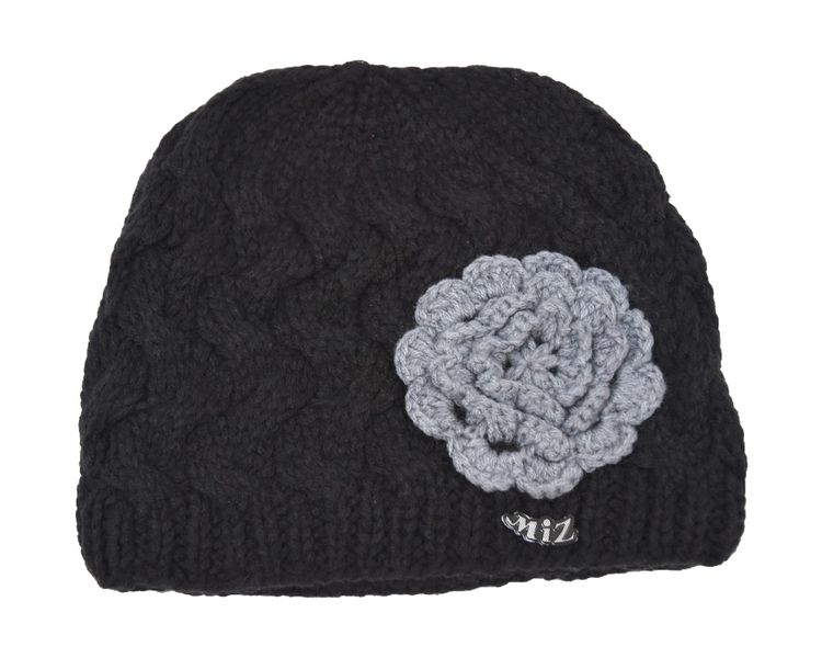SKA Black Flower Knit Half Lined Beanie
