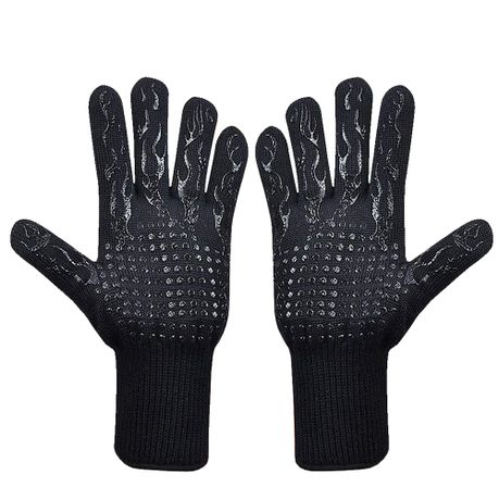 One Pair Heat Resistant BBQ Grill Cooking Gloves - Black Flames | Buy  Online in South Africa 