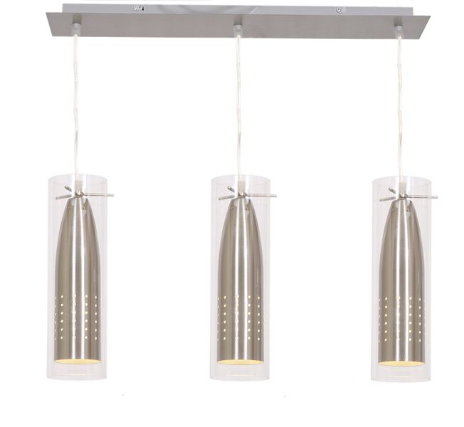 Bright Star Lighting Aluminium Dome Pendant on a Bar with Clear Glass