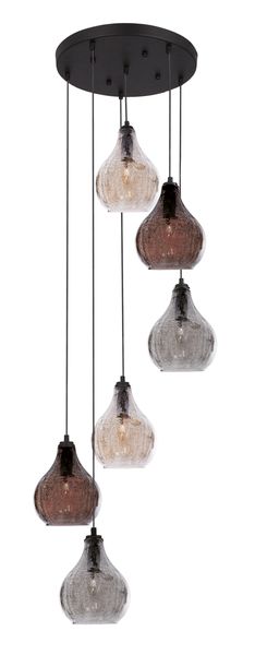 Bright Star Lighting Metal Pendant with Crackle Glass