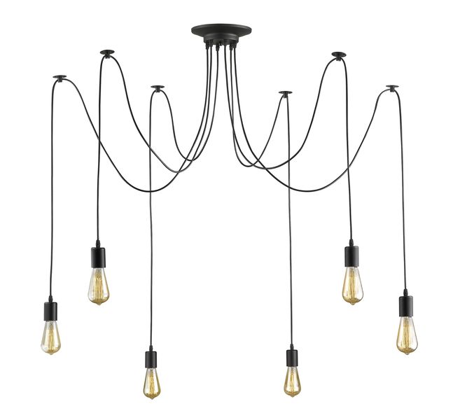 Bright Star Lighting 6 Arm Black Spider Cord Pendant
