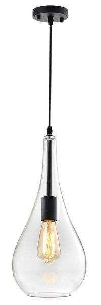 Bright Star Lighting Black Metal Pendant with Clear Glass