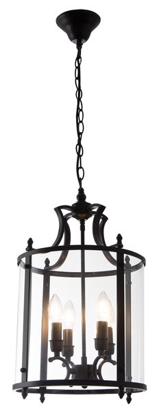 Bright Star Lighting Matt Black Metal Pendant with Clear Glass