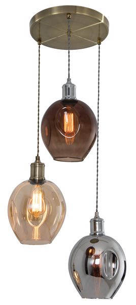 Bright Star Lighting Antique Brass Base Pendant with Coloured Glass