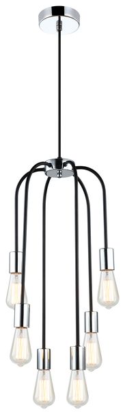 Bright Star Lighting Polished Chrome and Black Pendant with 6 Lights