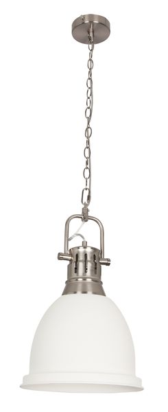Bright Star Lighting Satin Chrome Metal Pendant with Sand White Metal Cover