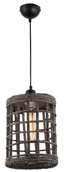 Bright Star Lighting Metal and Rattan Pendant