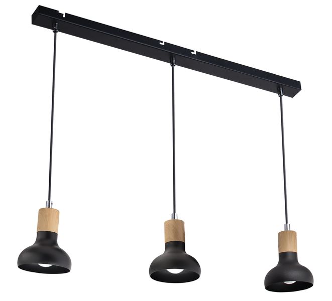 Bright Star Lighting Black Metal with Wood Finish, Adjustable Cords