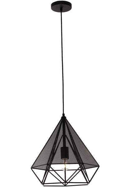 Bright Star Lighting Metal Pendant with Black Mesh Surround