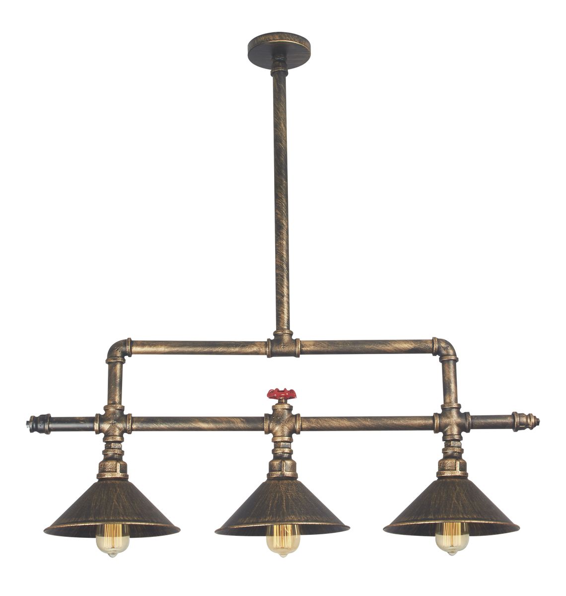 Bright Star Lighting Copper Coloured Pendants on a Bar with Shades