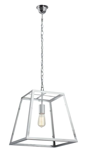 Bright Star Lighting Square Design Polished Chrome Pendant with Clear Glass