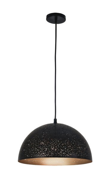 Bright Star Lighting Rounded Meshed Matt Black Domed Metal Cord Pendant