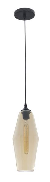 Bright Star Lighting Amber Glass Pendant on a Black Cord
