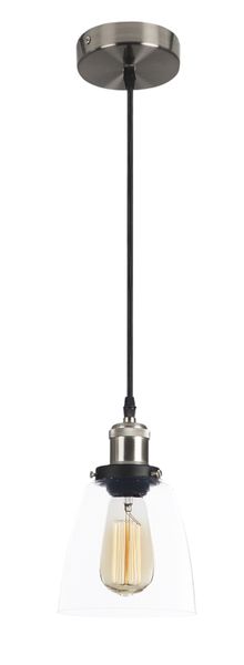 Bright Star Lighting Satin Chrome Cord Pendant with Clear Glass