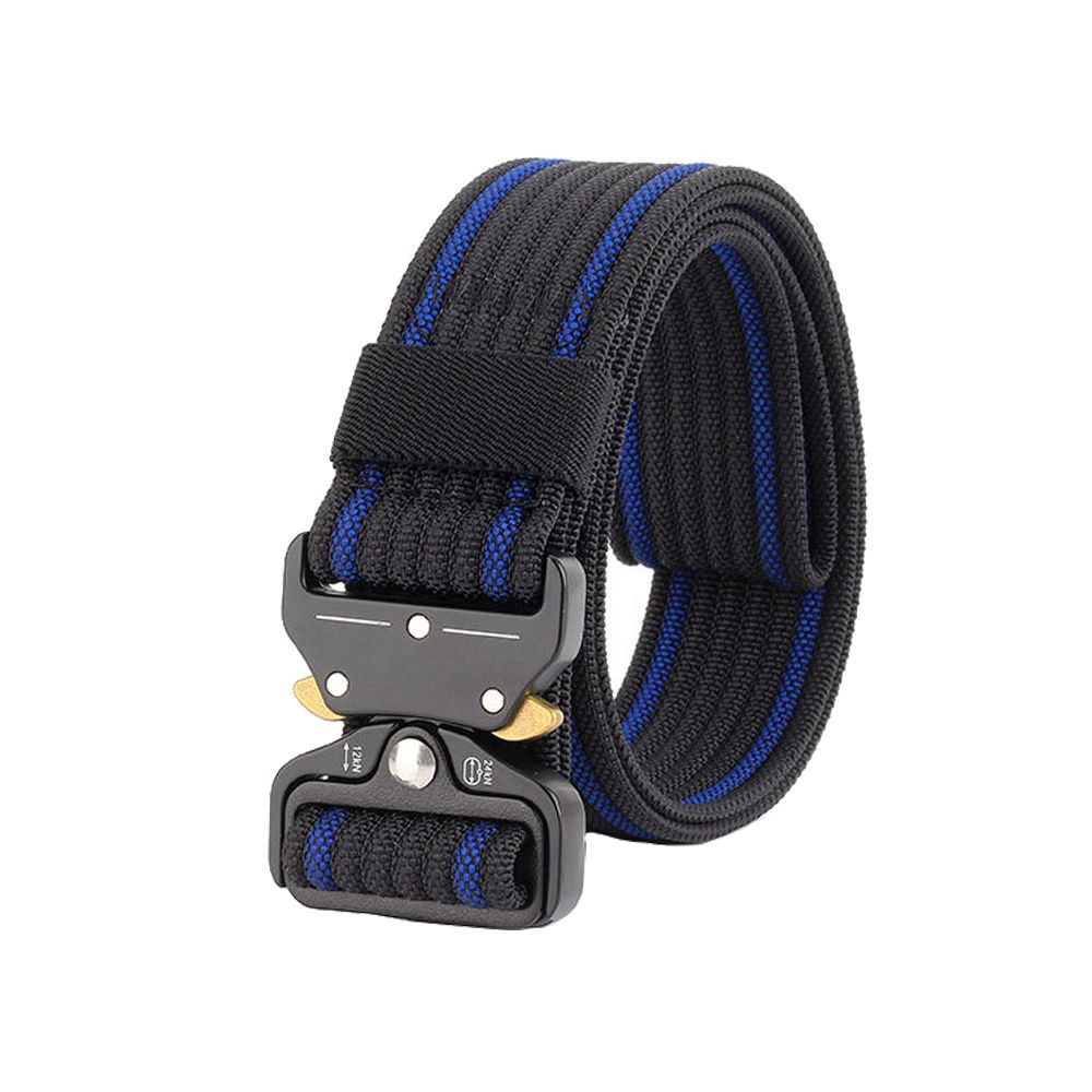 Heavy Duty Metal Buckle Military Tactical Waist Belt - Black & Blue ...