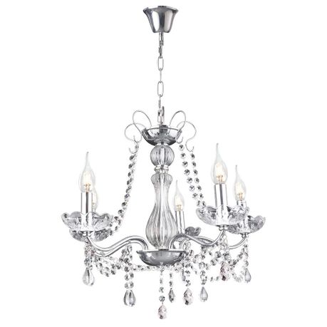 5 Light Polished Chrome Chandelier With, Five Light Polished Chrome Chandelier