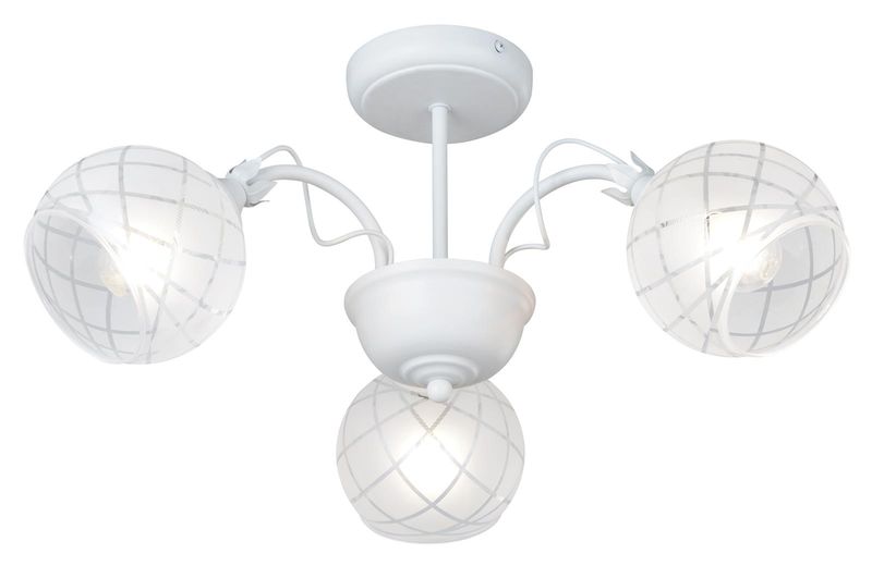 3 Light Metal Chandelier with Pattern Frosted Glass