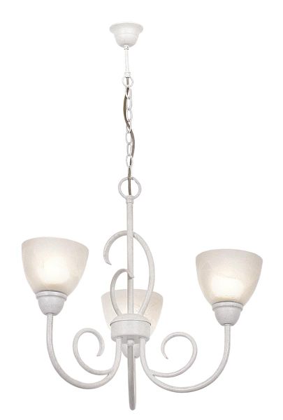3 Light French White Chandelier with Alabaster Glass