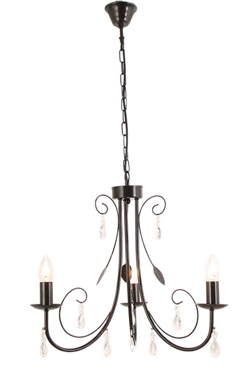 3 Light Black Metal Chandelier with Clear Acrylic Crystals Shop Today