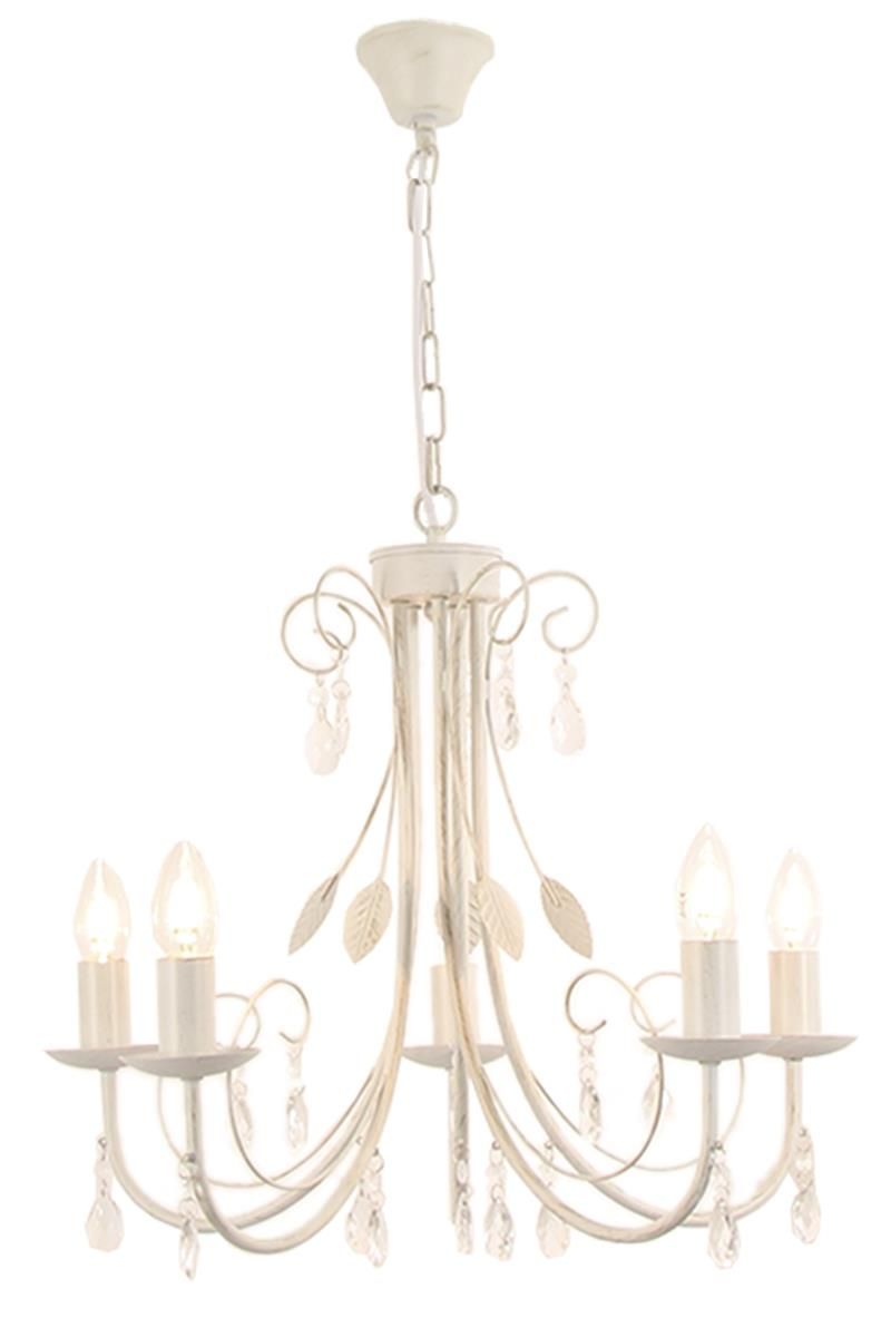 5 Light Fossil White Metal Chandelier with Clear Acrylic Crystals Buy