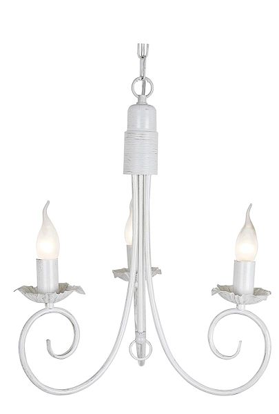 3 Light Fossil White Metal Chandelier on Chain