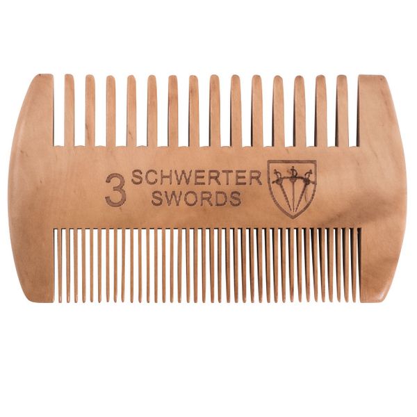 Kellermann 3 Swords Beard Comb | Double-Sided | Premium Peach Wood | SB 185