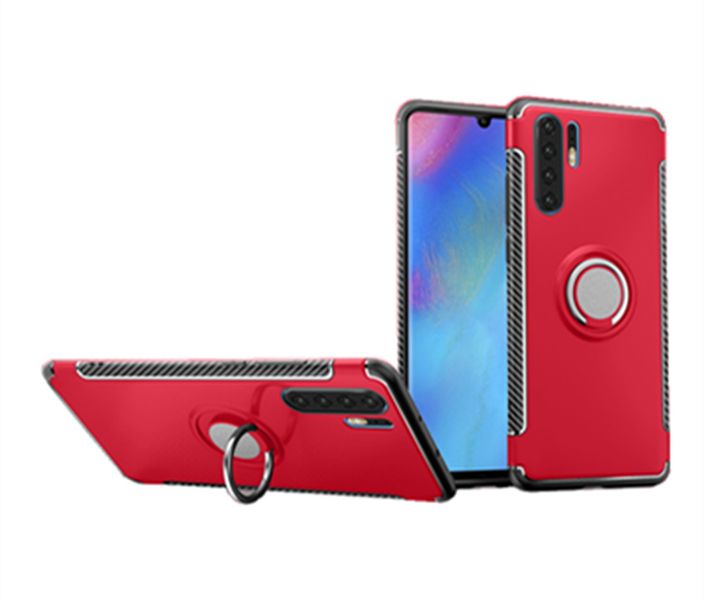 Magnetic Kickstand Ring Stand Armor Case compatible with Huawei P30 Pro Red