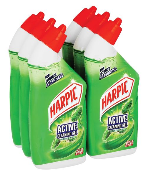 Harpic 6 x 500ml, Active Cleaning Gel, Toilet Cleaner, Mountain Pine