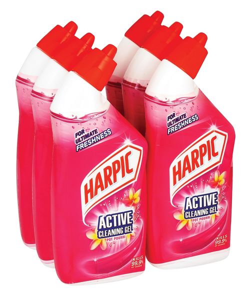 Harpic 6 x 500ml, Active Cleaning Gel, Toilet Cleaner, Pot Pourri
