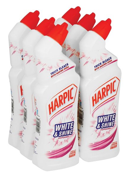 Harpic 6 x 750ml, Thick Bleach, Toilet Cleaner, Pot Pourri