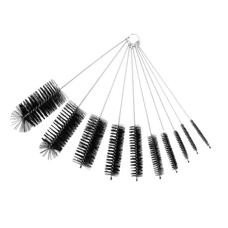 TSV 10-Pack Bottle Cleaning Brush Set Nylon Tube Pipe Washing Cleaner Straw Tool Kit (Black)