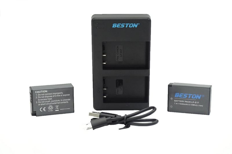 Beston USB Dual Charger and 2 Battery Kit for Canon LP-E17