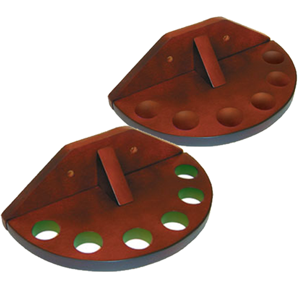Mahogany Pool Cue Rack (2 Piece) - Holds 6 Cues in a Semi-Circle