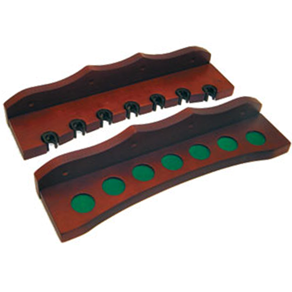 Mahogany Pool Cue Rack (2 Piece) - Holds 7 Cues