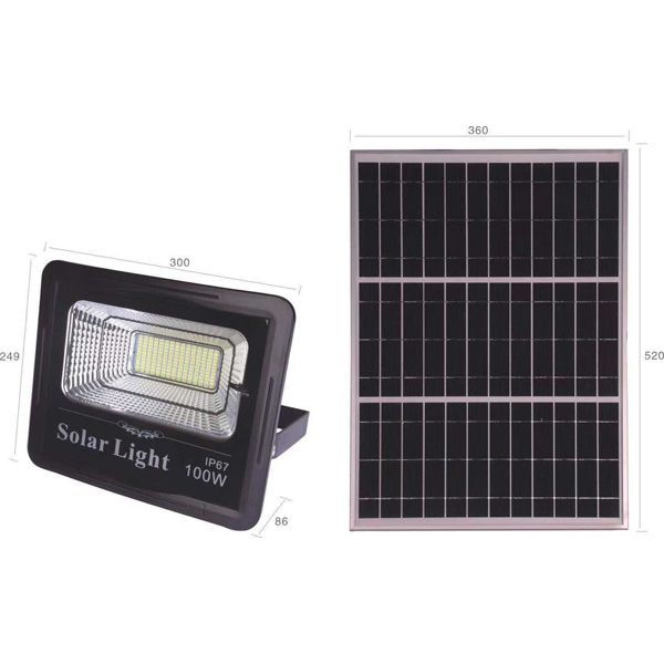 100W Solar flood Light &amp; remote