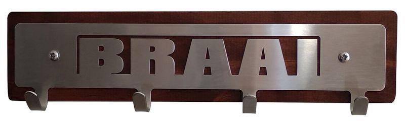 Braai Utensils Holder - 4 Hooks V1 - Stainless Steel