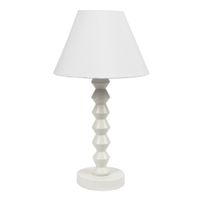 White Wash Wooden Bedside Lamp with White Polycotton Lamp Shade