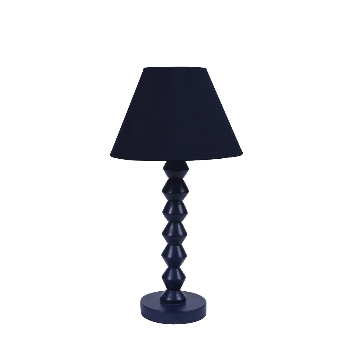 Navy Wash Wooden Bedside Lamp with Navy Polycotton Lamp Shade Buy