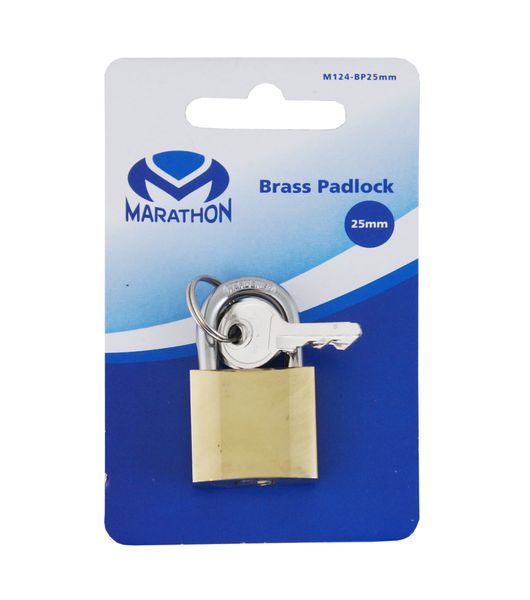 Marathon 25mm Brass Cylinder Padlock