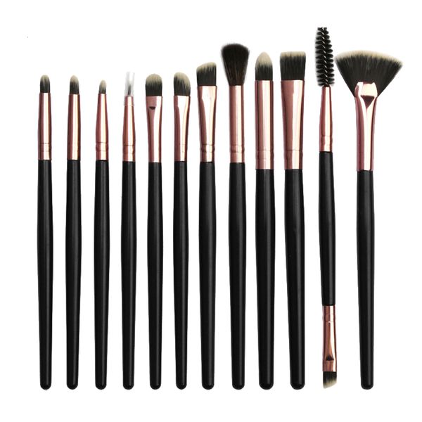 12 Piece Eye Shadow Blending Eyeliner Makeup Brushes Set-Black