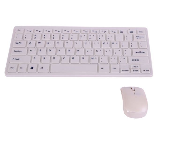 Mini Slim Wireless Keyboard &amp; Mouse Combo for Computers &amp; Tablets - White