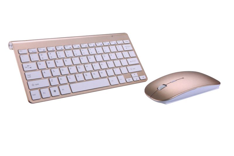 Slim Mini Wireless Keyboard &amp; Mouse Combo - Gold
